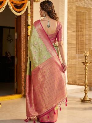 Floral zari art silk handloom kanjeevaram saree 2