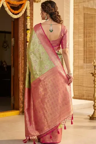 Floral zari art silk handloom kanjeevaram saree