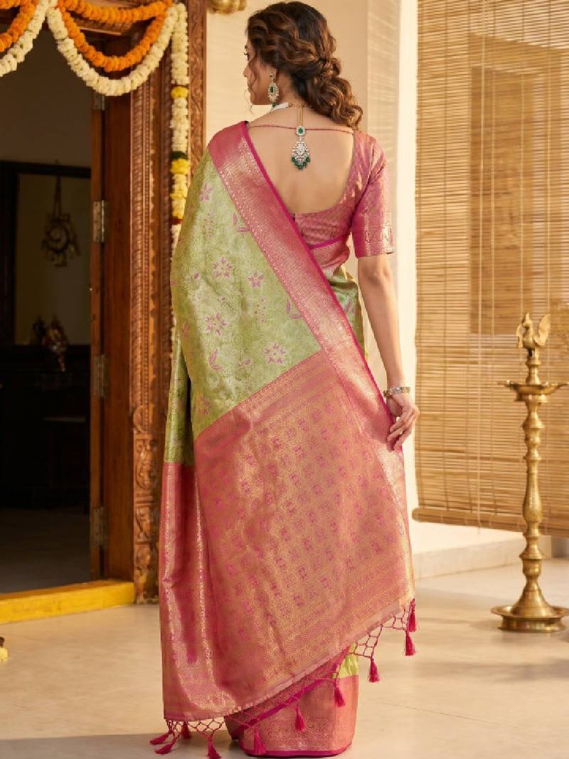 Floral zari art silk handloom kanjeevaram saree