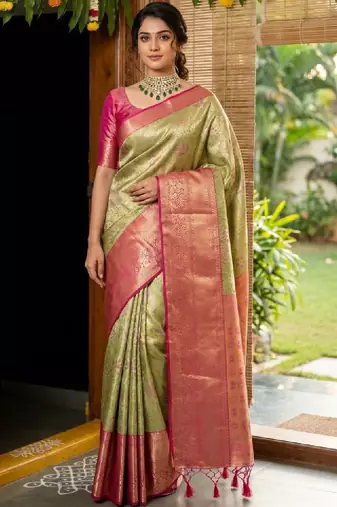 Floral zari art silk handloom kanjeevaram saree