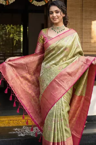 Floral zari art silk handloom kanjeevaram saree