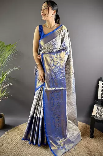 Woven design kanjeevaram sarees with unstitched blouse piece