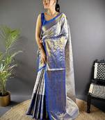 Woven design kanjeevaram sarees with unstitched blouse piece