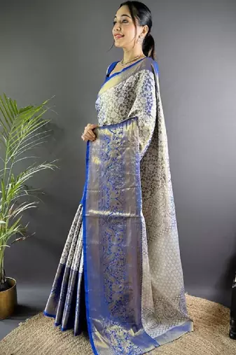 Woven design kanjeevaram sarees with unstitched blouse piece