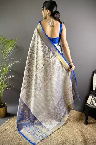 Woven design kanjeevaram sarees with unstitched blouse piece