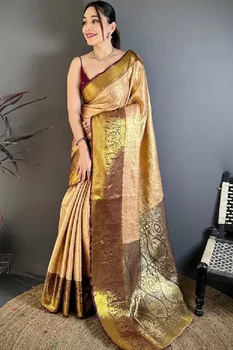 Woven design zari silk blend designer kanjeevaram saree