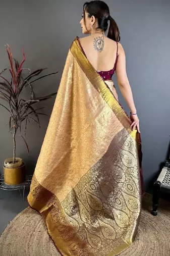 Woven design zari silk blend designer kanjeevaram saree