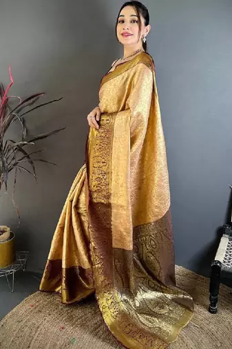 Woven design zari silk blend designer kanjeevaram saree