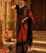 Woven design zari cotton silk kanjeevaram saree with blouse piece