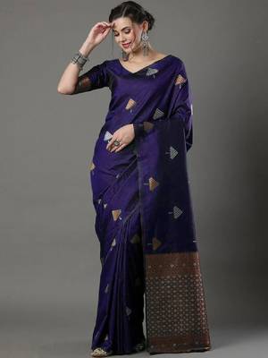 Woven design zari silk blend kanjeevaram saree 1