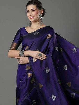 Woven design zari silk blend kanjeevaram saree 2