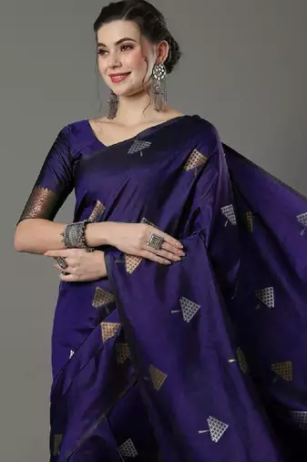 Woven design zari silk blend kanjeevaram saree