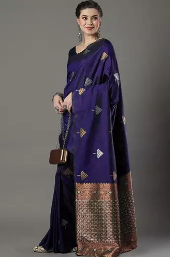 Woven design zari silk blend kanjeevaram saree