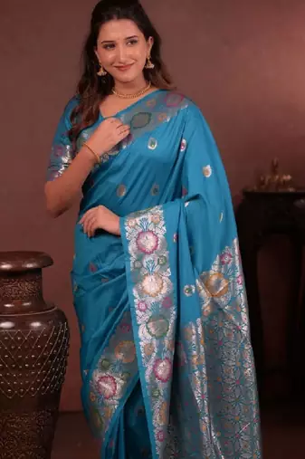 Woven design zari silk blend heavy work kanjeevaram saree