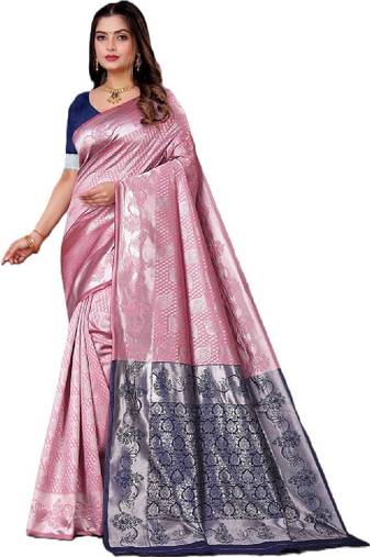 Woven design zari art silk half and half kanjeevaram saree
