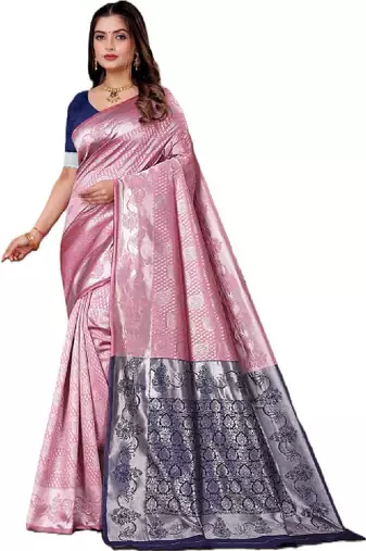 Woven design zari art silk half and half kanjeevaram saree