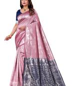 Woven design zari art silk half and half kanjeevaram saree