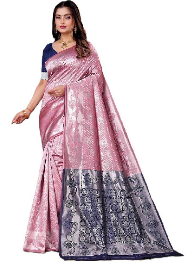 Woven design zari art silk half and half kanjeevaram saree