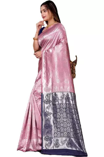 Woven design zari art silk half and half kanjeevaram saree