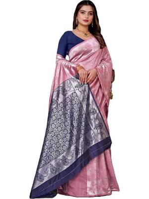 Woven design zari art silk half and half kanjeevaram saree 3