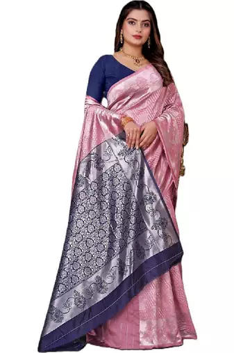 Woven design zari art silk half and half kanjeevaram saree