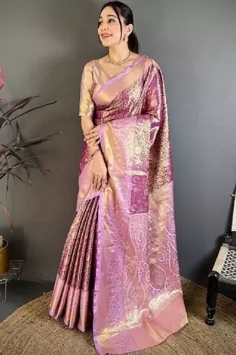 Woven design zari silk blend designer kanjeevaram saree