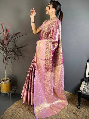 Woven design zari silk blend designer kanjeevaram saree 3