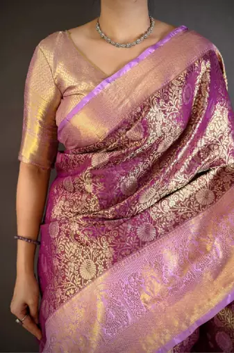 Woven design zari silk blend designer kanjeevaram saree
