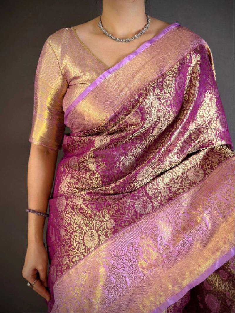 Woven design zari silk blend designer kanjeevaram saree