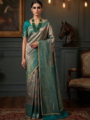 Woven design zari art silk heavy work kanjeevaram saree 1