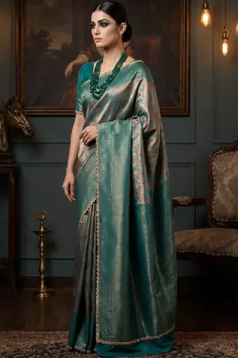 Woven design zari art silk heavy work kanjeevaram saree