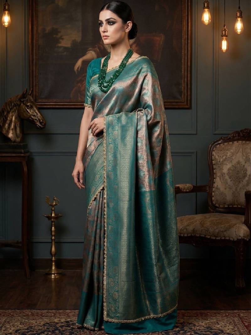 Woven design zari art silk heavy work kanjeevaram saree