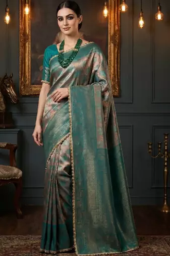 Woven design zari art silk heavy work kanjeevaram saree