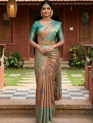 Woven design zari art silk designer kanjeevaram saree 1