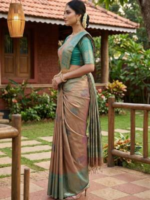 Woven design zari art silk designer kanjeevaram saree 3
