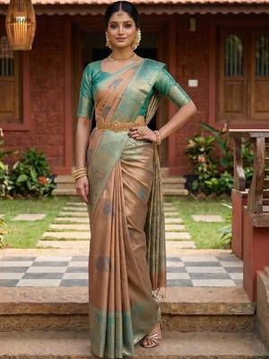 Woven design zari art silk designer kanjeevaram saree 4