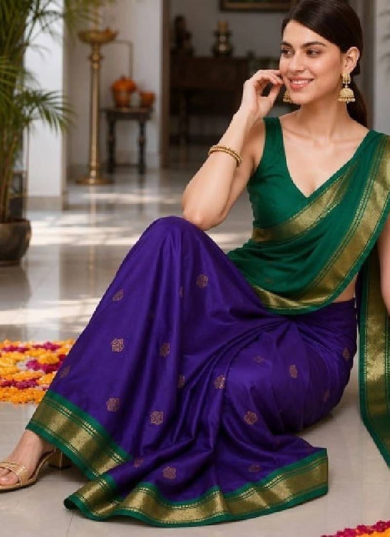 Woven design zari pure cotton kanjeevaram saree