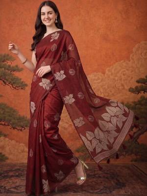 Floral zari pure cotton kanjeevaram saree 1
