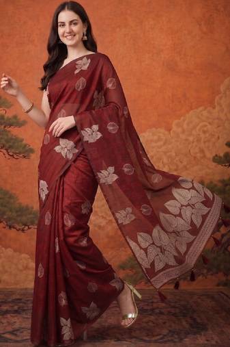 Floral zari pure cotton kanjeevaram saree