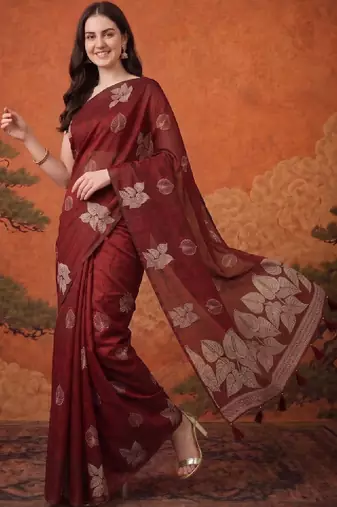 Floral zari pure cotton kanjeevaram saree