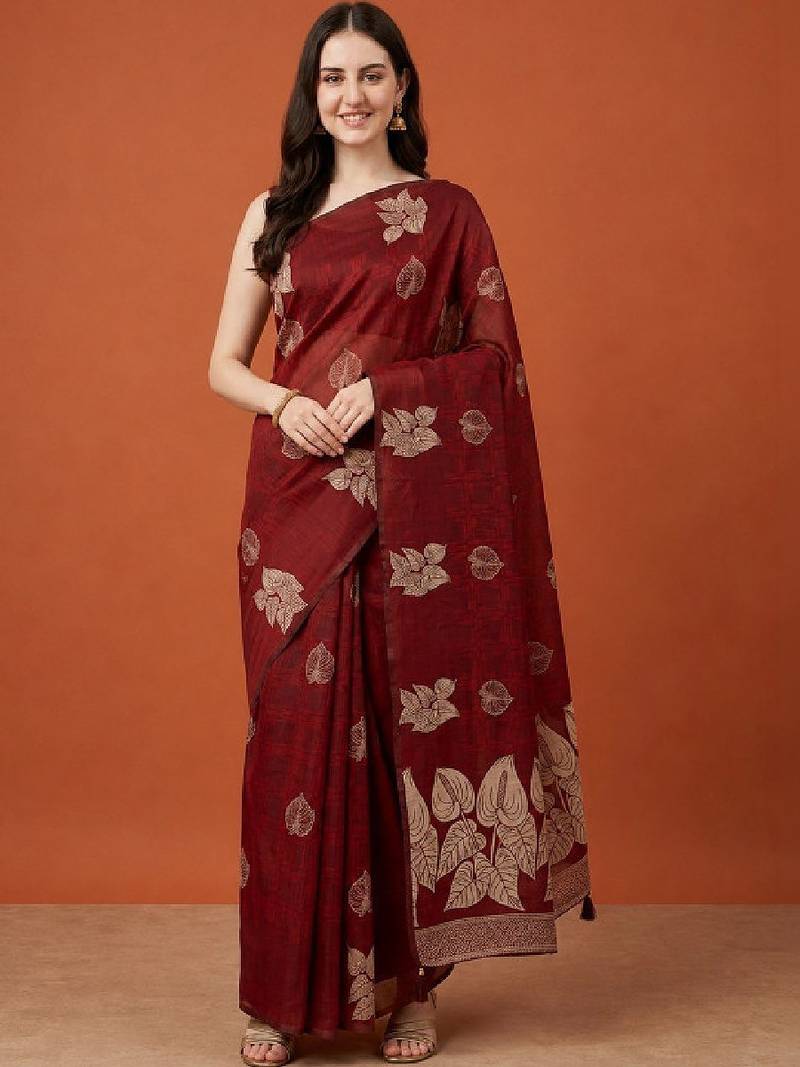 Floral zari pure cotton kanjeevaram saree