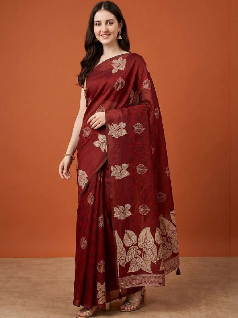Floral zari pure cotton kanjeevaram saree