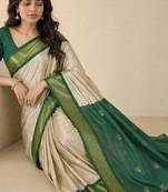 Woven design pure cotton kanjeevaram saree