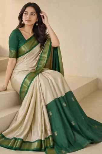 Woven design pure cotton kanjeevaram saree