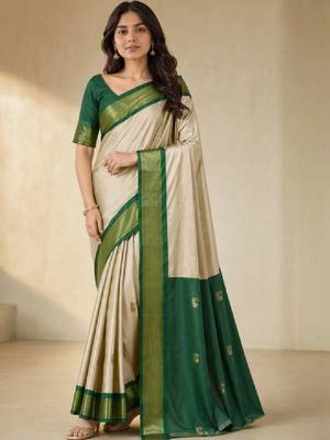 Woven design pure cotton kanjeevaram saree 3