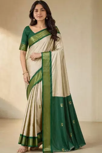 Woven design pure cotton kanjeevaram saree