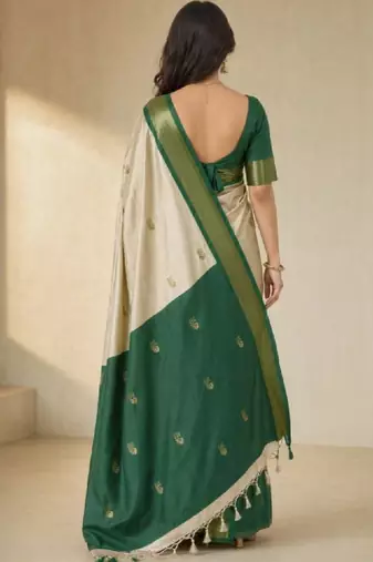 Woven design pure cotton kanjeevaram saree