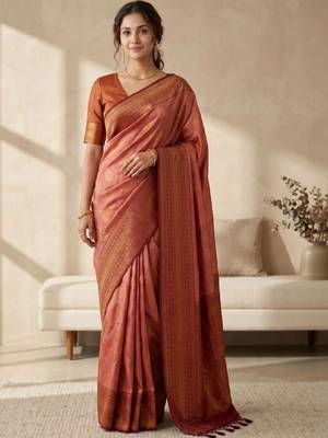Woven design zari silk blend kanjeevaram saree 1
