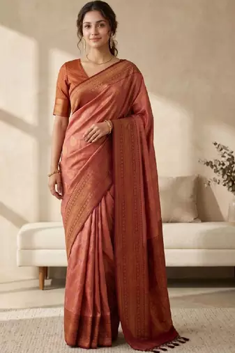 Woven design zari silk blend kanjeevaram saree
