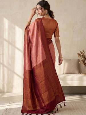 Woven design zari silk blend kanjeevaram saree 2